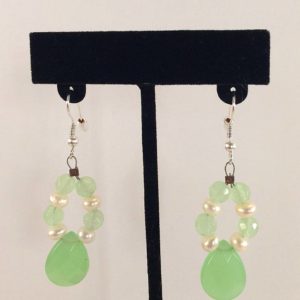 Earrings - Lime Chalcedony-Pearls v.1