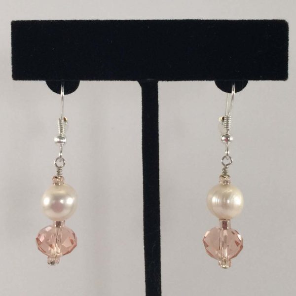 Earrings - Pearls and Pink Crystals v.1