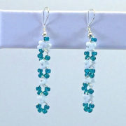 Earrings Dangle-seed-beads-green-white