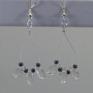 Earrings Tear-Drop Crystals and glass-pearls